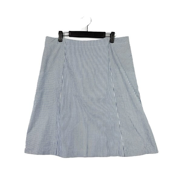 Talbots Outlet Skirt Womens Size 12 White Blue Striped Nautical Stretch Lined - Picture 1 of 7